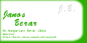 janos berar business card